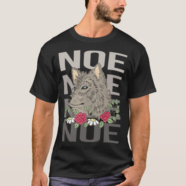 Camiseta Cabeza de lobo - Nombre de noe (Anverso)