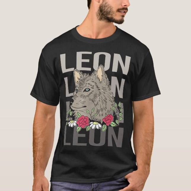 Camiseta Cabeza de Lobo - Nombre Leon (Anverso)