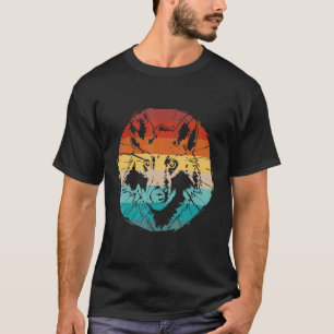 Camiseta Cabeza de lobo puesta de sol retro vintage animal