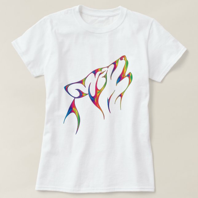Camiseta Cabeza de lobo tribal arcoiris (Diseño del anverso)