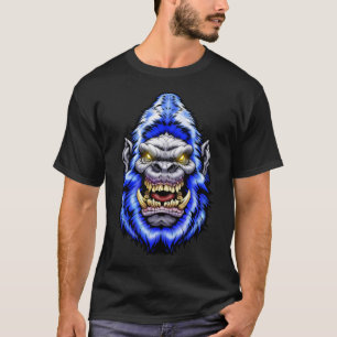 Camiseta Cabeza de monstruo: Gran pie Yeti Sasquatch Azul