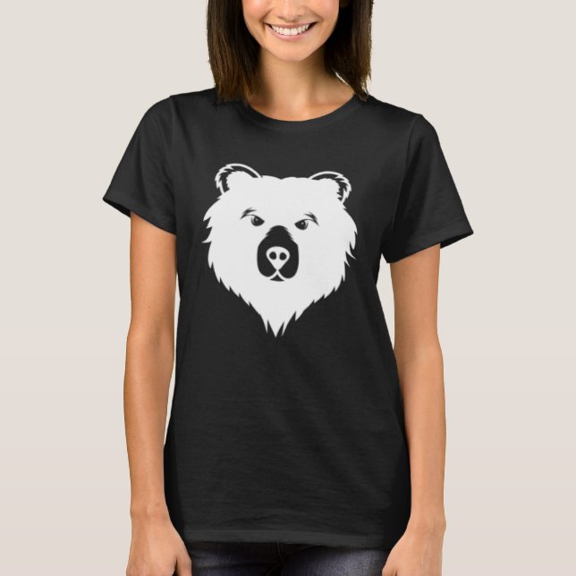 Camiseta Cabeza De Oso Mujeres Hombres Oso Gráfico (Anverso)