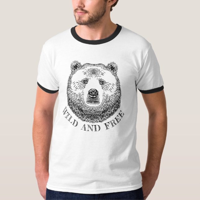 Camiseta Cabeza De Oso, Silvestre Y Libre, Ilustracion Derr (Anverso)