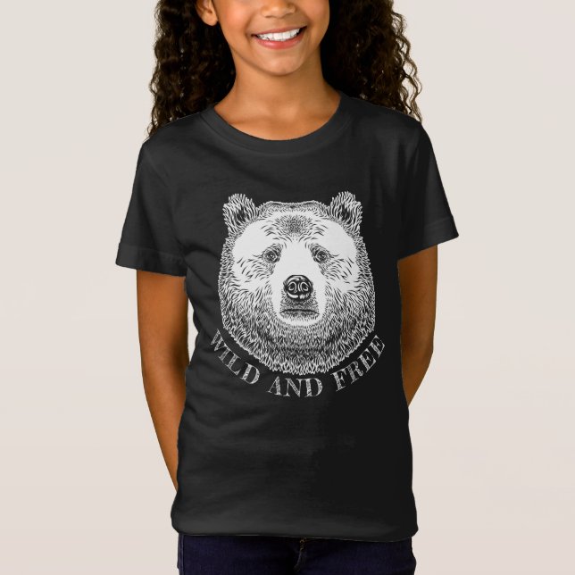 Camiseta Cabeza De Oso, Silvestre Y Libre, Ilustracion Derr (Anverso)