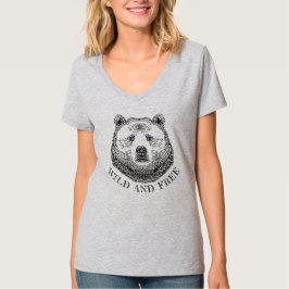 Camiseta Cabeza De Oso, Silvestre Y Libre, Ilustracion Derr