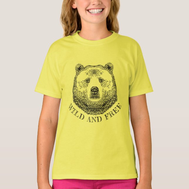 Camiseta Cabeza De Oso, Silvestre Y Libre, Ilustracion Derr (Anverso)