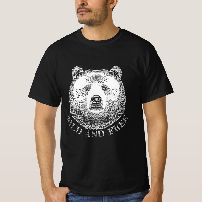 Camiseta Cabeza De Oso, Silvestre Y Libre, Ilustracion Derr (Anverso)