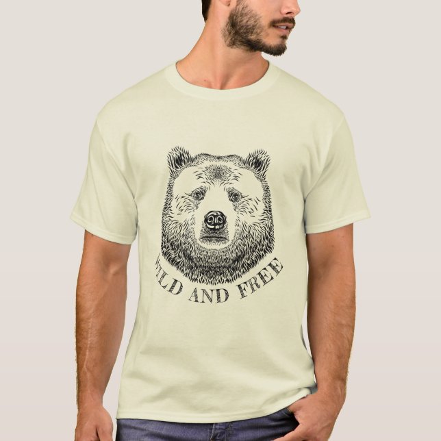 Camiseta Cabeza De Oso, Silvestre Y Libre, Ilustracion Derr (Anverso)