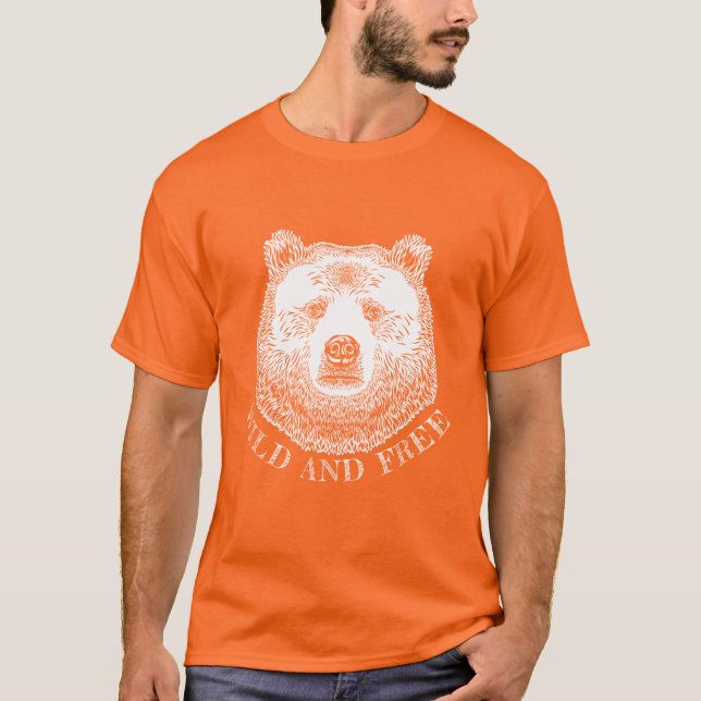 Camiseta Cabeza De Oso, Silvestre Y Libre, Ilustracion Derr (Anverso)
