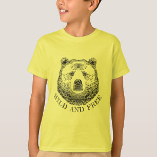 Camiseta Cabeza De Oso, Silvestre Y Libre, Ilustracion Derr