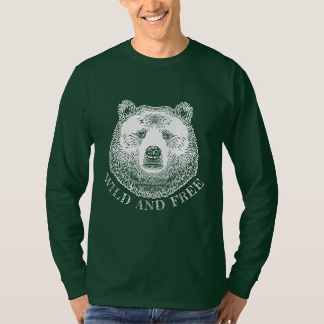 Camiseta Cabeza De Oso, Silvestre Y Libre, Ilustracion Derr (Anverso)
