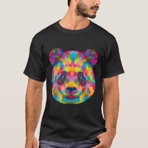 Camiseta Cabeza de Panda Animal Oso Geométrico Colorido