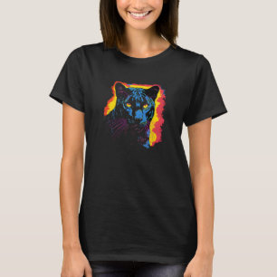 Camiseta Cabeza de pantera animal de arte pop realista negr
