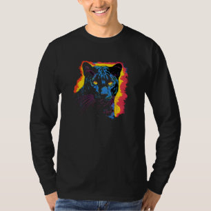 Camiseta Cabeza de pantera animal de arte pop realista negr