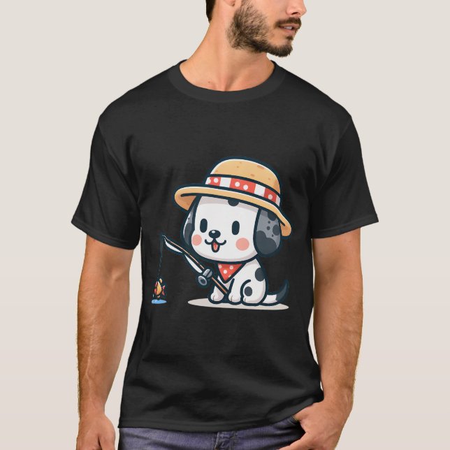 Camiseta Cabeza de perro de pesca vintage (Anverso)