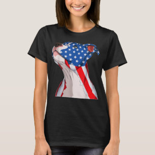 Camiseta Cabeza de perro Pitbull Bandera estadounidense Pat