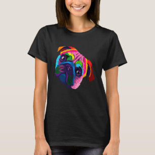 Camiseta Cabeza de perro Pug abstracto - Pug chino colorido