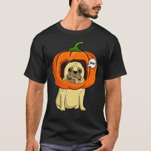 Camiseta Cabeza de perro pug de Halloween calabaza atascada