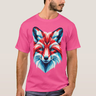 Camiseta Cabeza De Poligón De Fox Animal Con Ojos Azules