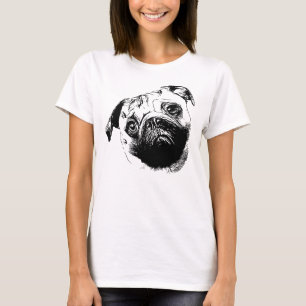 Camiseta Cabeza de Pug melancólica - líneas de silueta 1