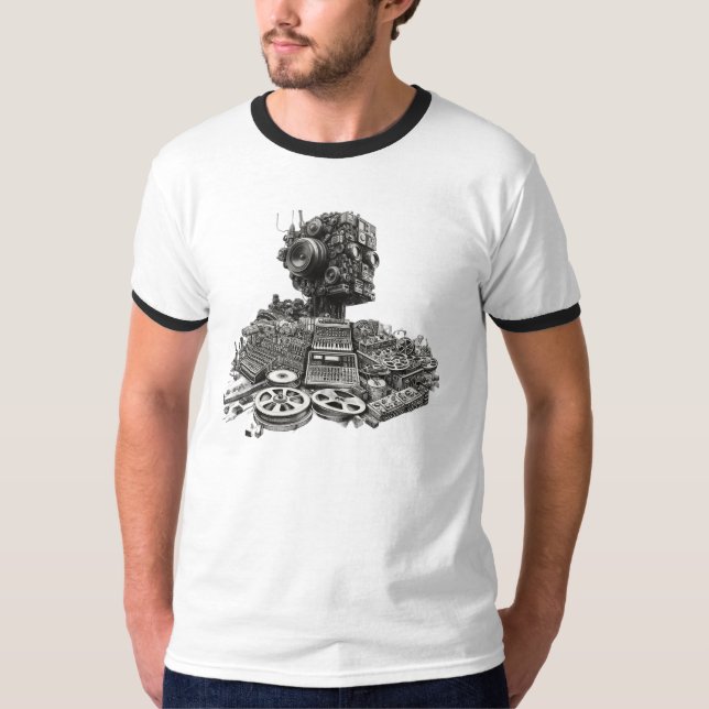 Camiseta Cabeza de robot analógico: diseño de sintetizador  (Anverso)