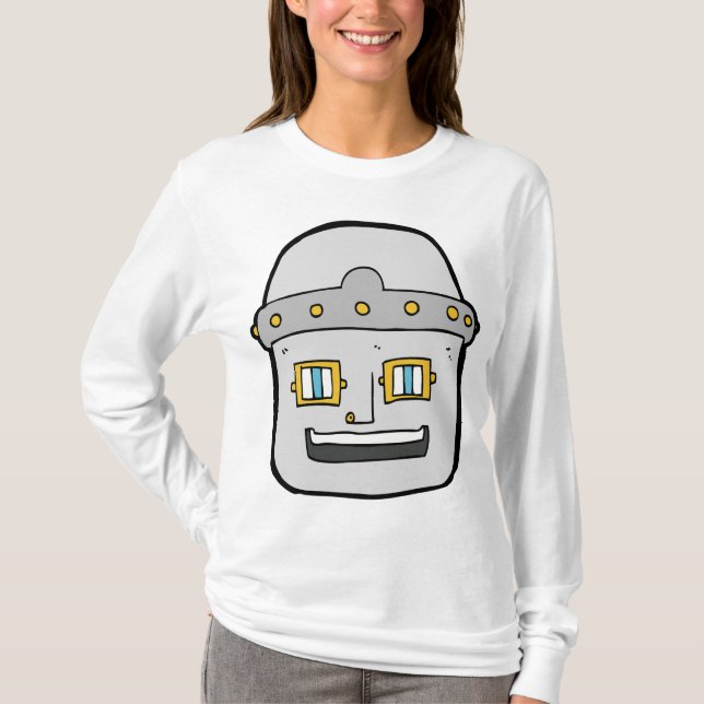 Camiseta Cabeza de Robot de Plata Amigable (Anverso)