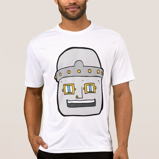 Camiseta Cabeza de Robot Plateado Amigable (Anverso)