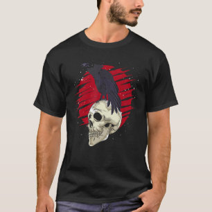 Camiseta Cabeza de Skeleton espeluznante Crow Skull Bird An