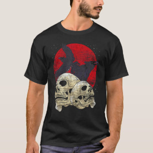 Camiseta Cabeza de Skeleton espeluznante Raven Raven Gothic