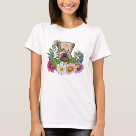 Camiseta Cabeza de Soft-Coated Wheaten Terrier Flores Color