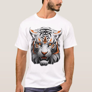CAMISETA CABEZA DE TIGRE BLANCO EN ESTILO SVG, SÓLO CABEZA,