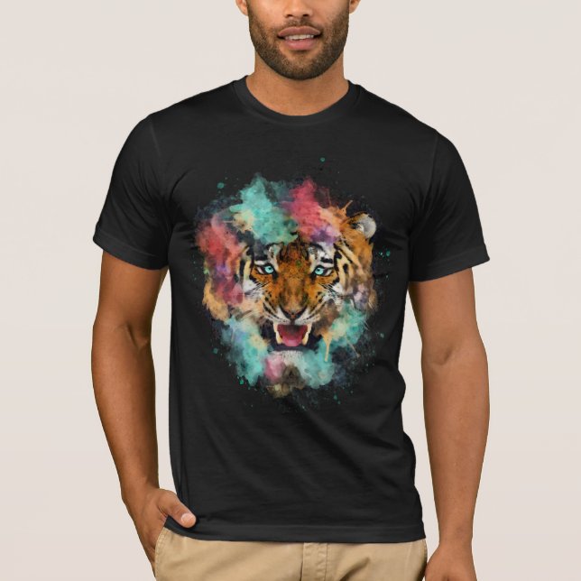 Camiseta Cabeza de tigre colorida (Anverso)