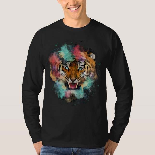 Camiseta Cabeza de tigre colorida (Anverso)