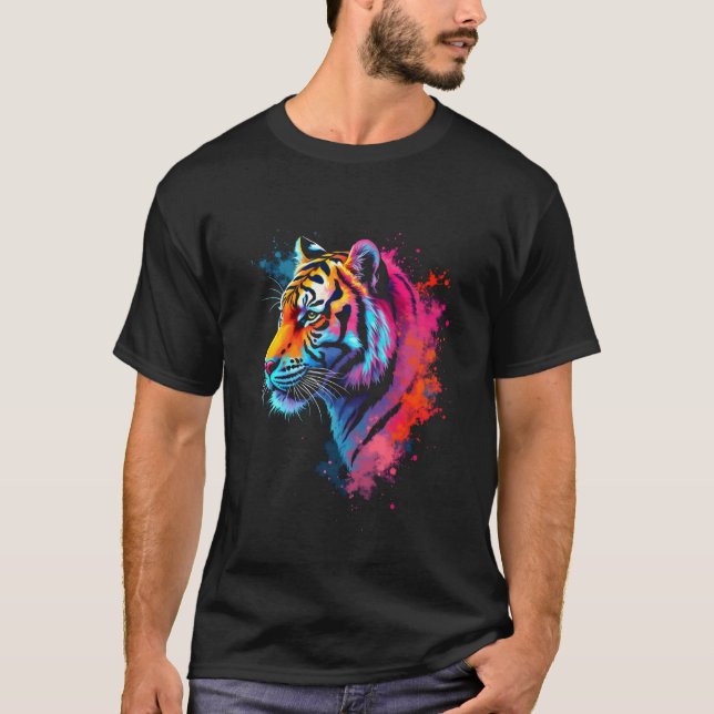 Camiseta Cabeza de tigre colorida (Anverso)