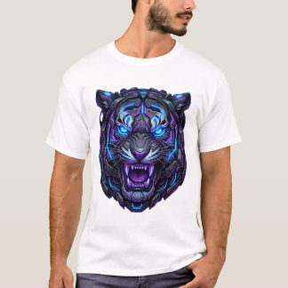 Camiseta Cabeza de Tigre Cyborg Mech Robot Cibercore Neon
