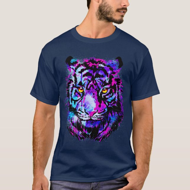 Camiseta Cabeza de tigre púrpura - Pintura de retrato de ti (Anverso)