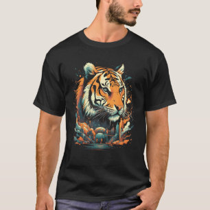 Camiseta Cabeza de Tigre Retro Vintage Fauna Para Gato Homb