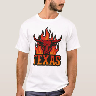 Camiseta Cabeza de toro de llama de Texas - Fiery Longhorn 