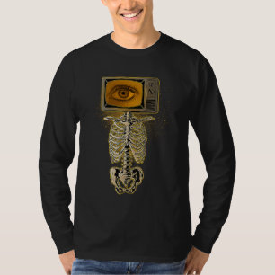 Camiseta Cabeza de TV de esqueleto de cosplay de radiología