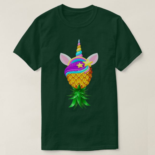 Camiseta Cabeza de unicornio mágica de piña al revés (Diseño del anverso)