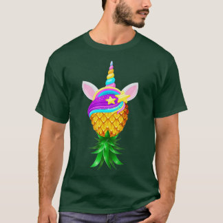 Camiseta Cabeza de unicornio mágica de piña al revés