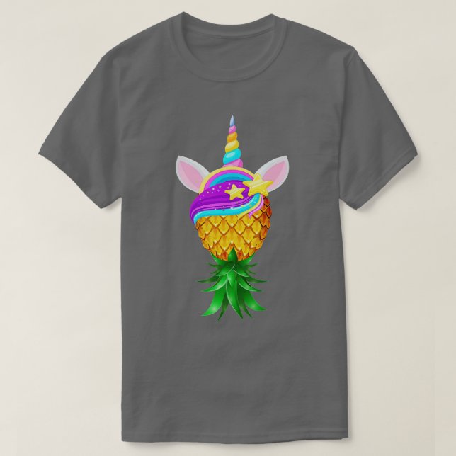Camiseta Cabeza de unicornio mágica de piña al revés (Diseño del anverso)