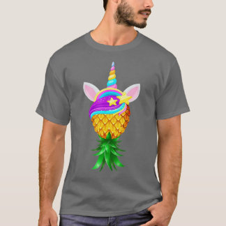 Camiseta Cabeza de unicornio mágica de piña al revés