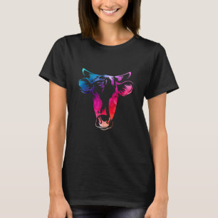 Camiseta Cabeza de Vaca Acuarela Granjero Animal Para Agric