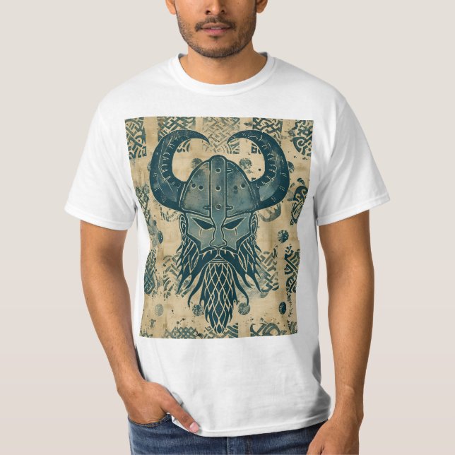 Camiseta Cabeza de Viking Azul (Anverso)