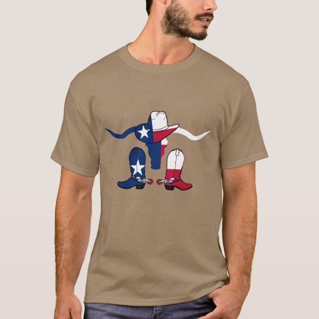 Camiseta Cabeza del buey de la bandera de Tejas con el (Anverso)