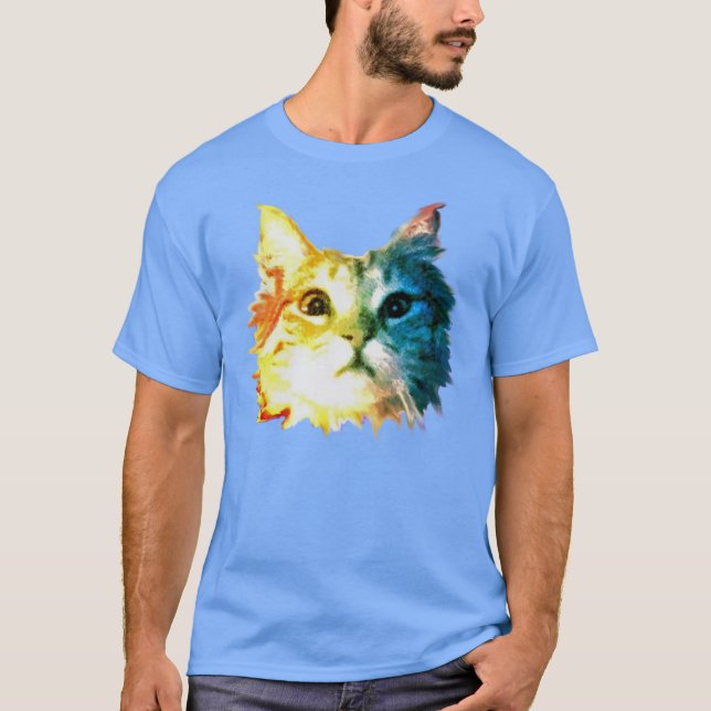 Camiseta Cabeza del gato del arco iris (Anverso)