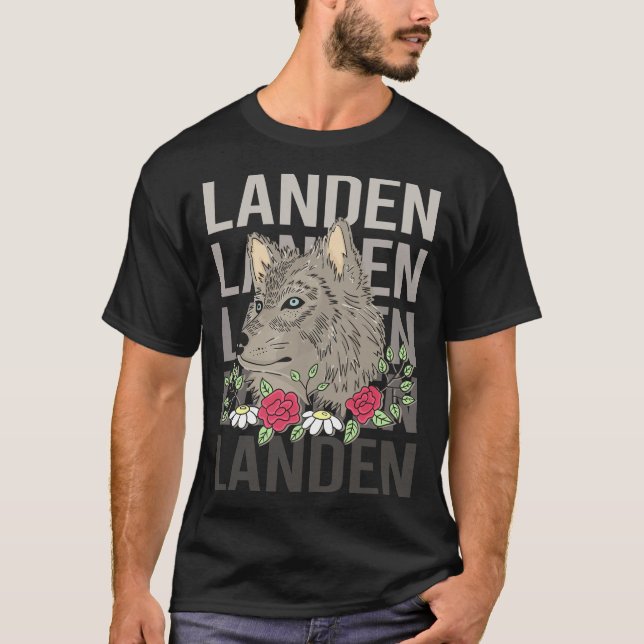 Camiseta Cabeza del lobo - Nombre de Landen (Anverso)