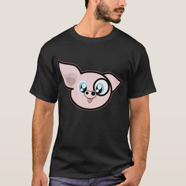 Camiseta Cabeza divertida de cerdo rosa (Anverso)