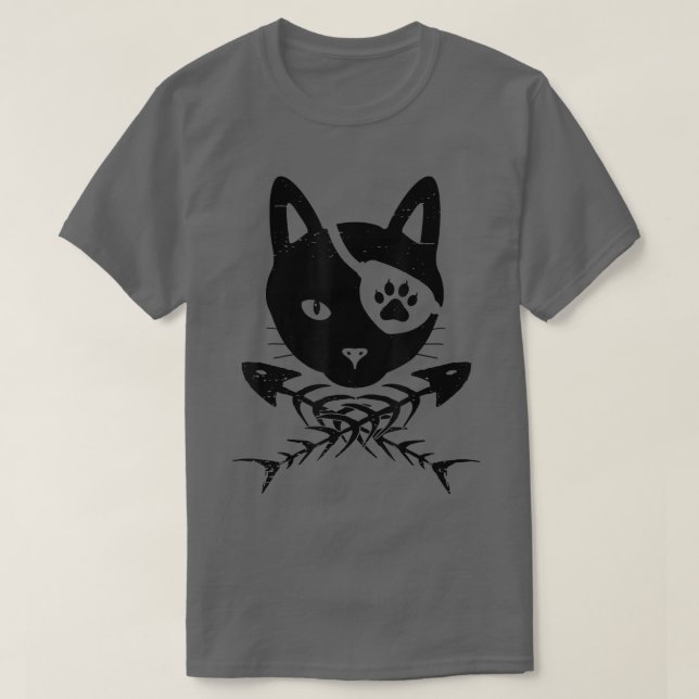 Camiseta Cabeza divertida de gato con hueso de pescado Cost (Diseño del anverso)